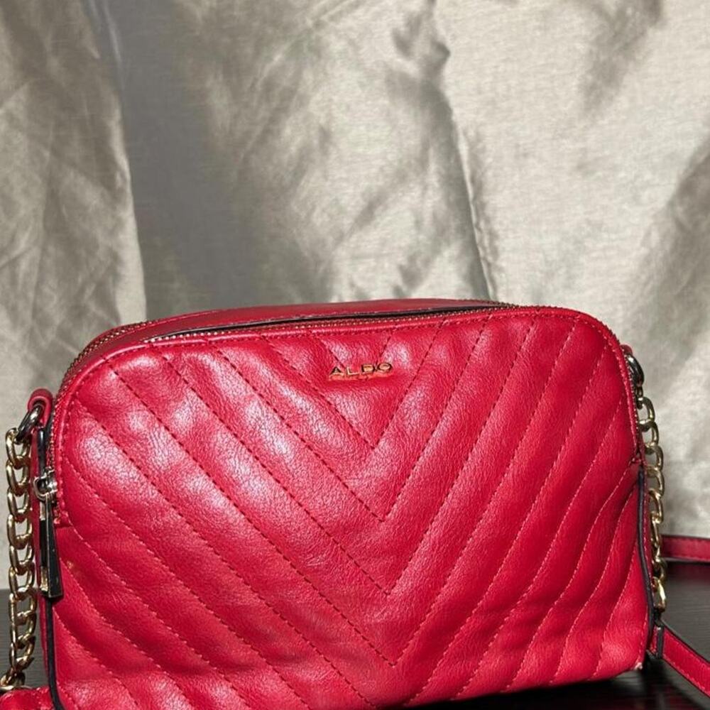 Aldo red quilted crossbody bag